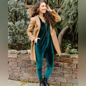 NWT Smash + Tess Velvet Emerald Green Romper | Size XS